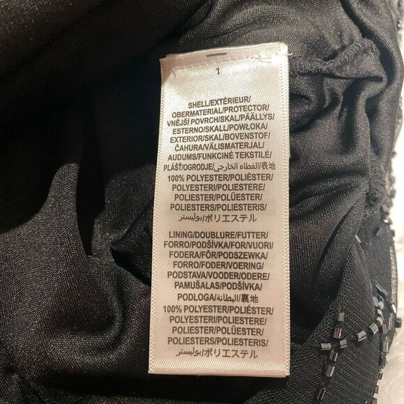 NEW Adrianna Papell Flutter Sleeve Beaded Gown in Black Gold Size 14 - Picture 7 of 11